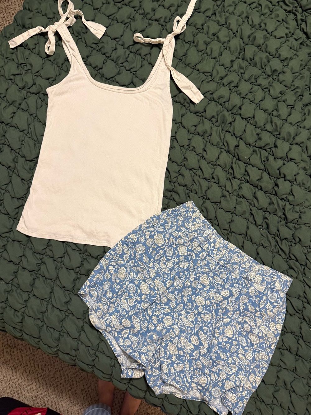 A New Day Tie Shoulder Tank + Universal Thread Floral Linen Blend Shorts Set
